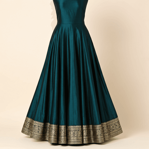 Midnight Emerald Silk Anarkali